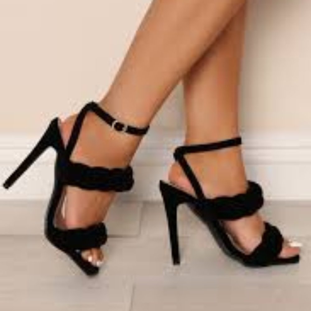 Black Velvet Strappy Heels